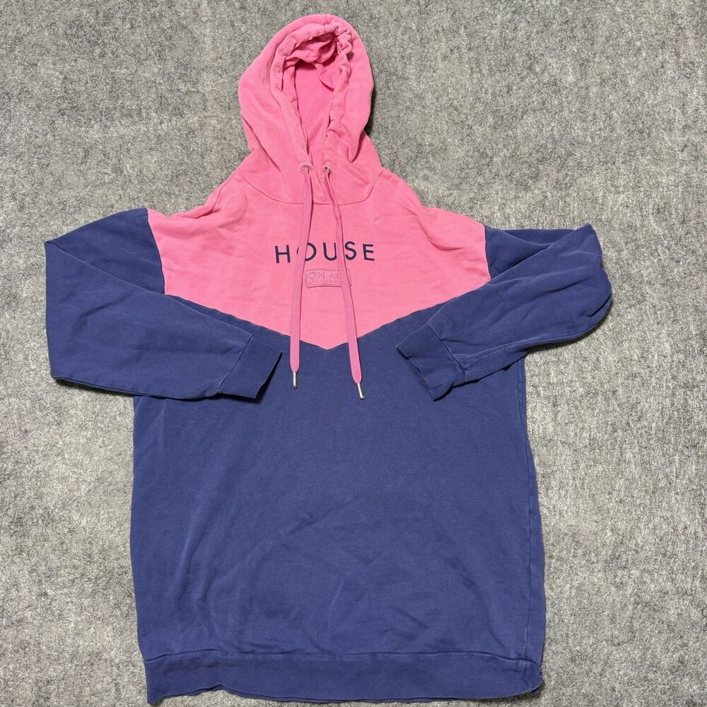Armani Exchange House Hoodie Womens Medium M Pink Navy Colorblock Sweatshirt AX
